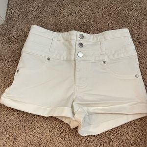 High Waisted White Jean Shorts